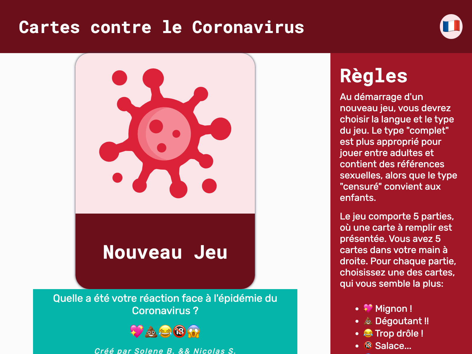 Cards against Coronavirus screenshot